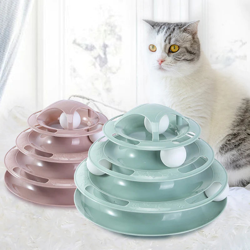 3/4 Levels Interactive Cat Toy Tower – Intelligence Training Amusement Plate for Cats