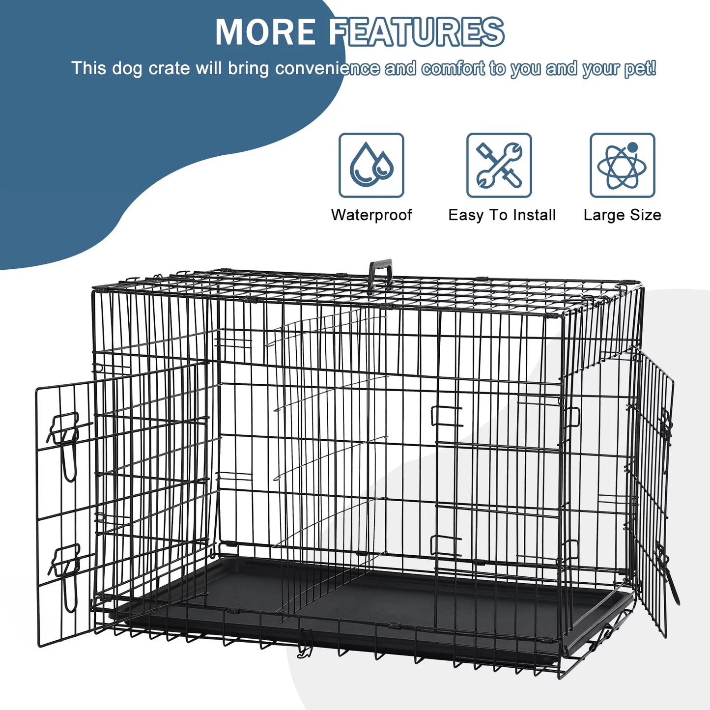 42-Inch Dog Crate - Large Folding Dog Kennel