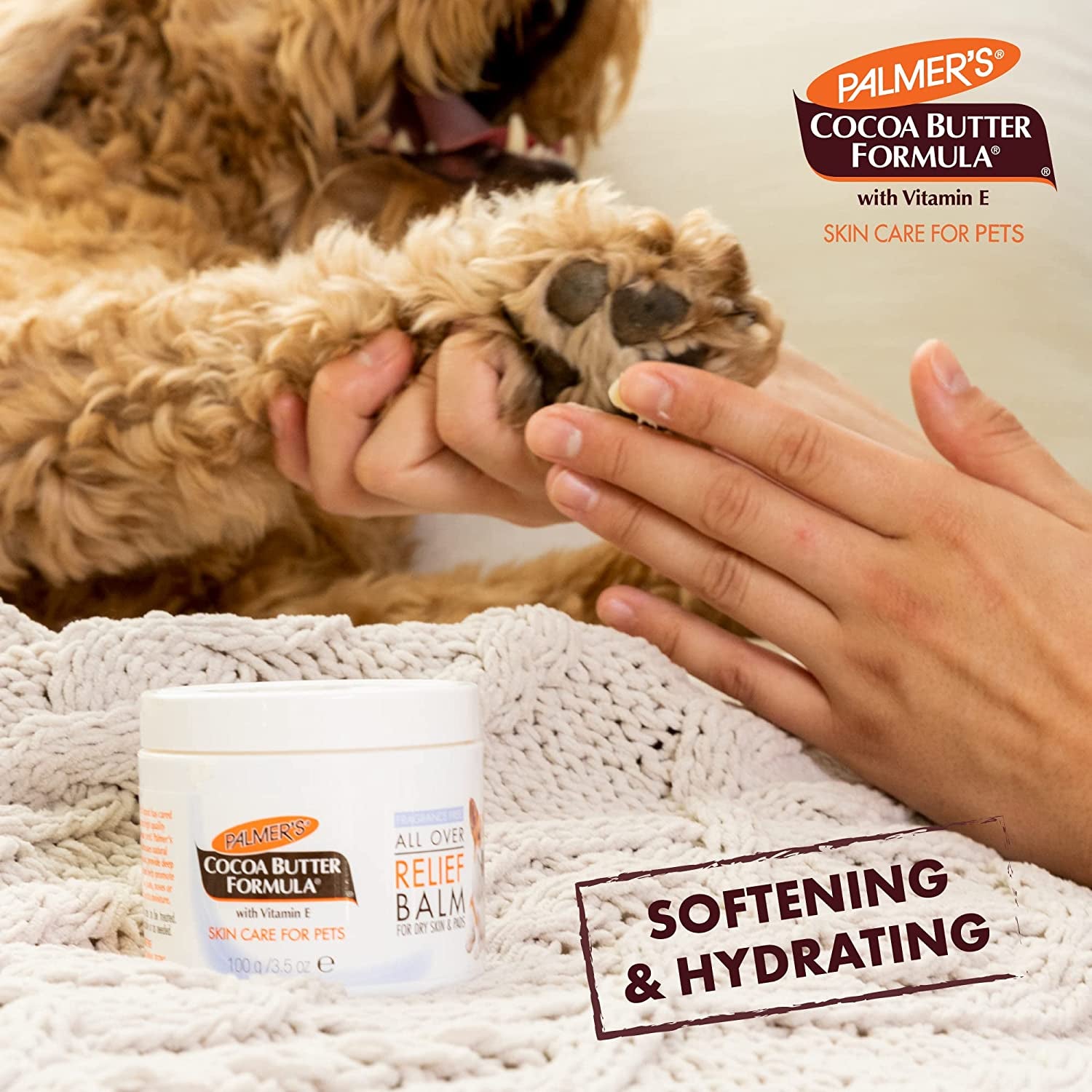  Cocoa Butter Fragrance-Free Relief Balm for Dogs – Skin Soother & Paw Balm for Dry Skin & Pads with Vitamin E 