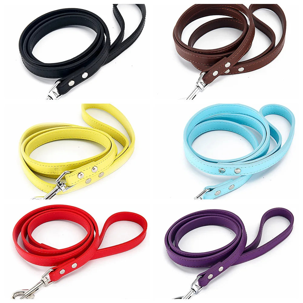 Leather Dog Leash Pet Dogs Leashes 6 Colors Solid Dog Training Leashes for Large Medium Small Dogs Lead Rope Puppy Dog Supplies