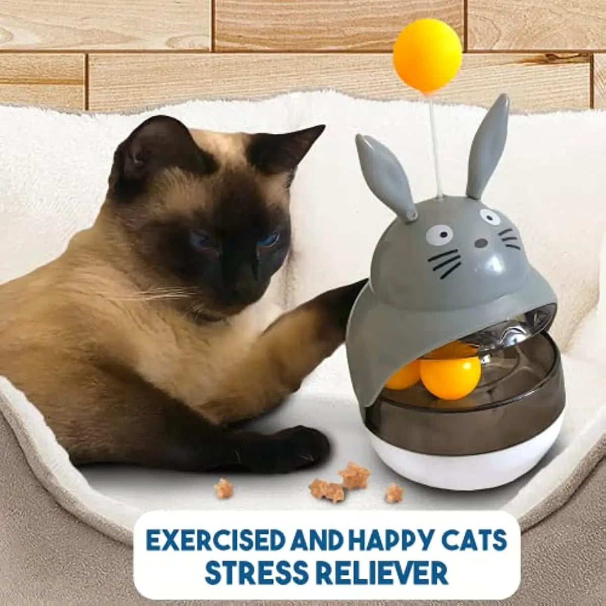 Interactive Cat Feeder Toy & Treat Dispenser – Exercise and Play Tower with Sounding Bell