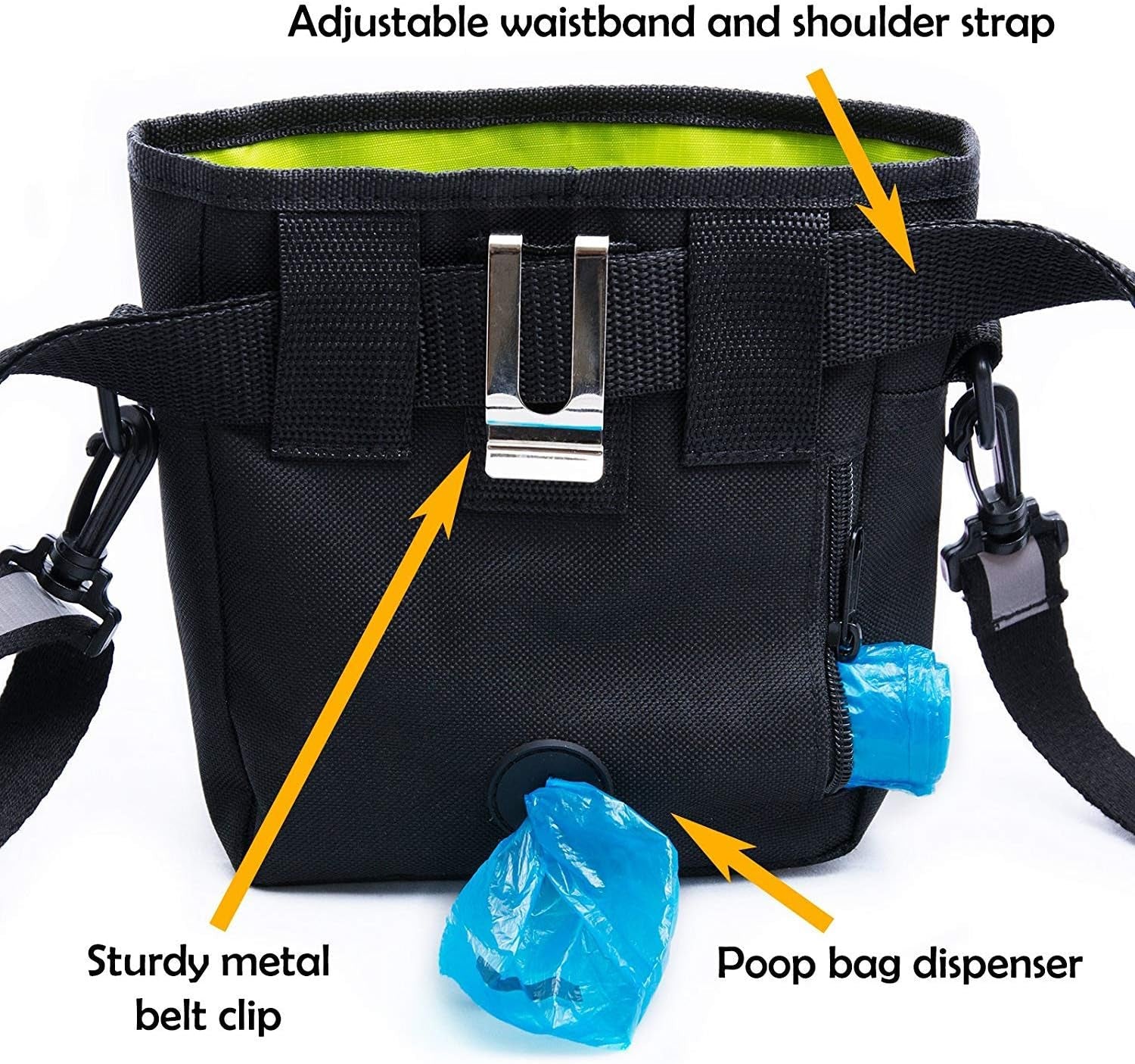 Premium Dog Treat Pouch – Includes Clicker & Collapsible Bowl, Adjustable Reflective Straps for Training & Agility