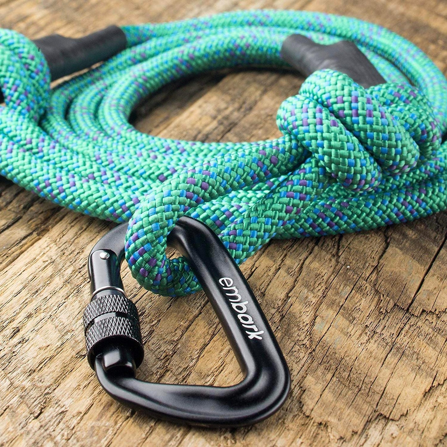 Sierra Mountain Climbing Dog Leash – 6 Ft Thick Rope Leash with Carabiner & Soft Padded Handle. Durable Turquoise Leash for Large, Medium & Small Dogs