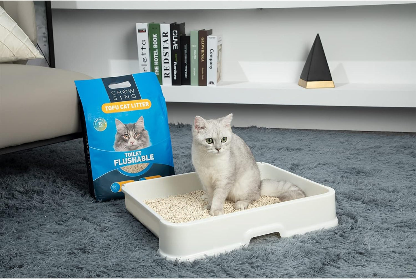 CHOWSING Tofu Litter 6LB Tofu Cat Litter Dust-Free Clumping Cat Litter Quickly Absorb Cat Odors Cat Toilet Can Flush into the Toilet Pure Natural Cat Tofu Litter (Original Flavor)