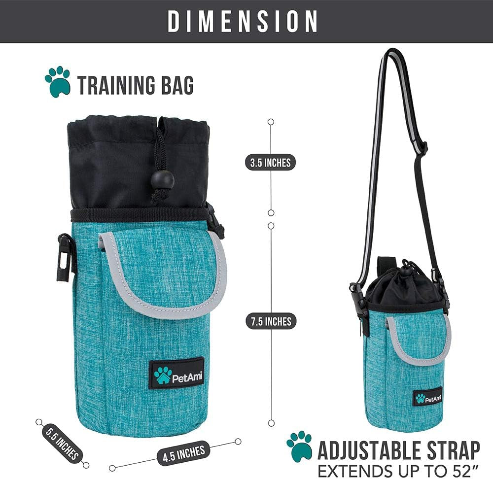 Large Dog Treat Pouch – Versatile Training Bag with Pocket, Poop Bag Dispenser & 3 Ways to Wear (Turquoise)