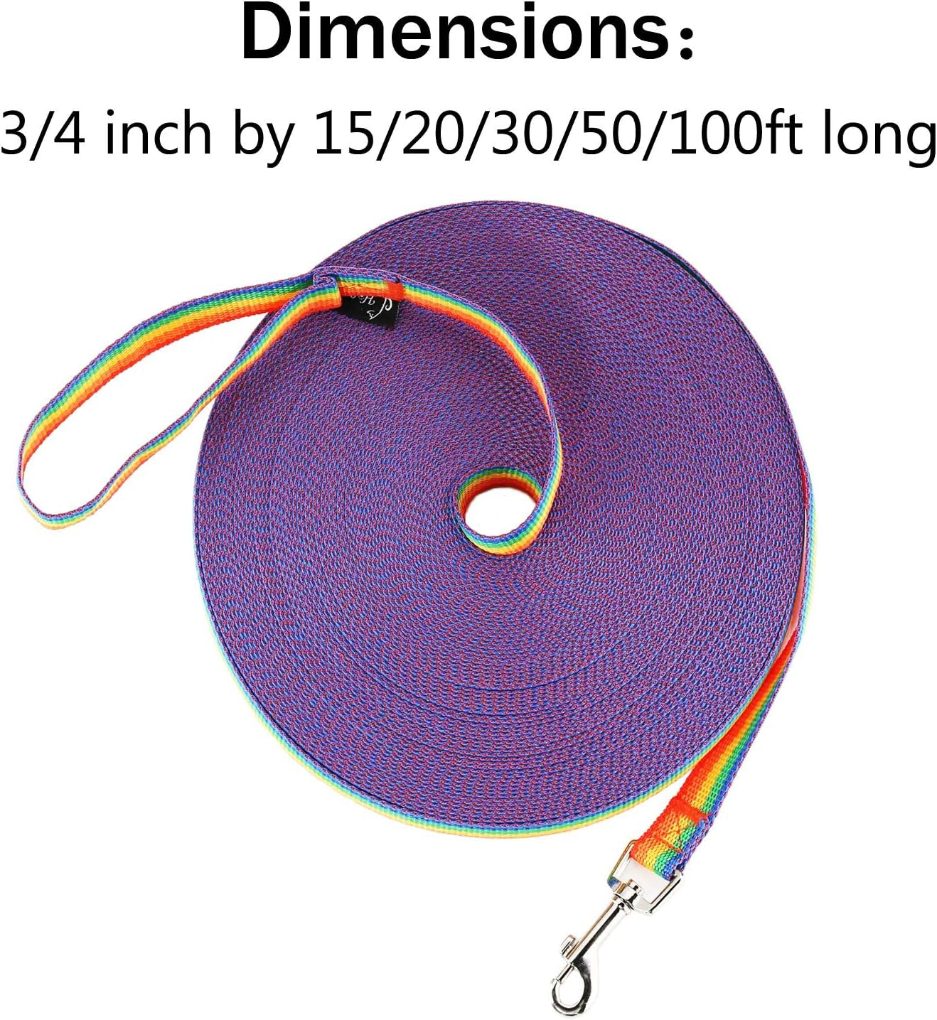 Dog/Puppy Obedience Training Lead – 50ft Rainbow Leash for Agility, Play, Camping, and Backyard Fun