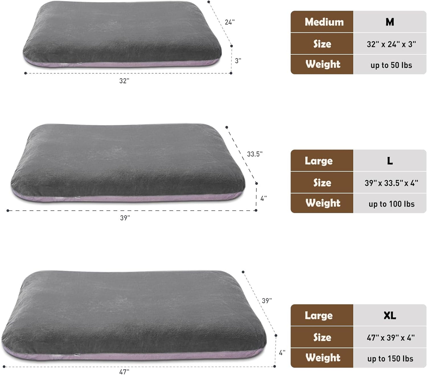 Super Soft Extra Large Dog Bed – 47-Inch Orthopedic Foam Mattress for XL Dogs with Anti-Slip Bottom & Washable Cover (Grey)