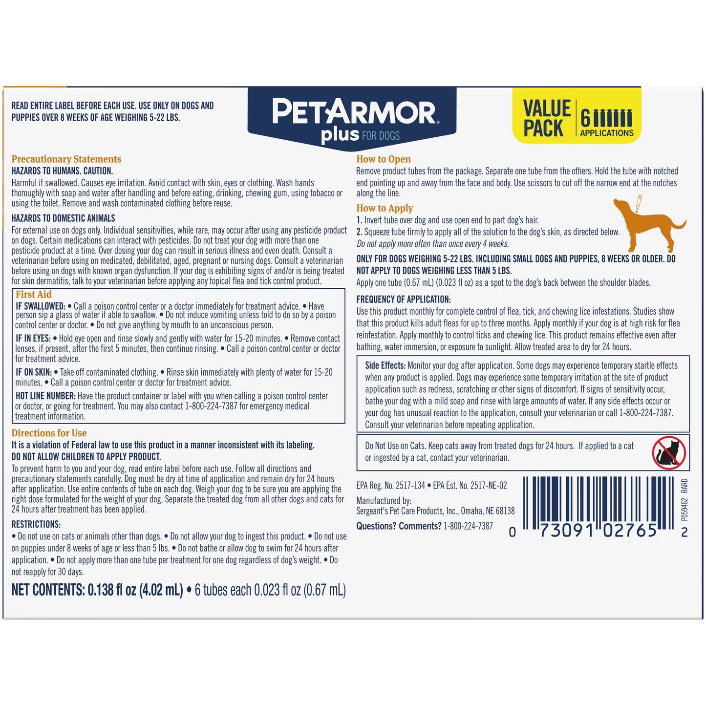 Flea & Tick Prevention for Small Dogs 5-22 Lbs, 6-Month Supply