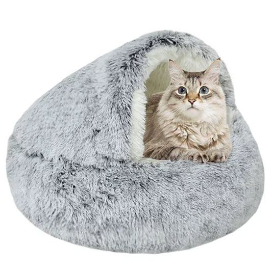 Cozy Cuddle Haven: Plush Round Cat Bed with Cover for Cats & Small Dogs (25.6") – Ultra-Soft, Fluffy Comfort