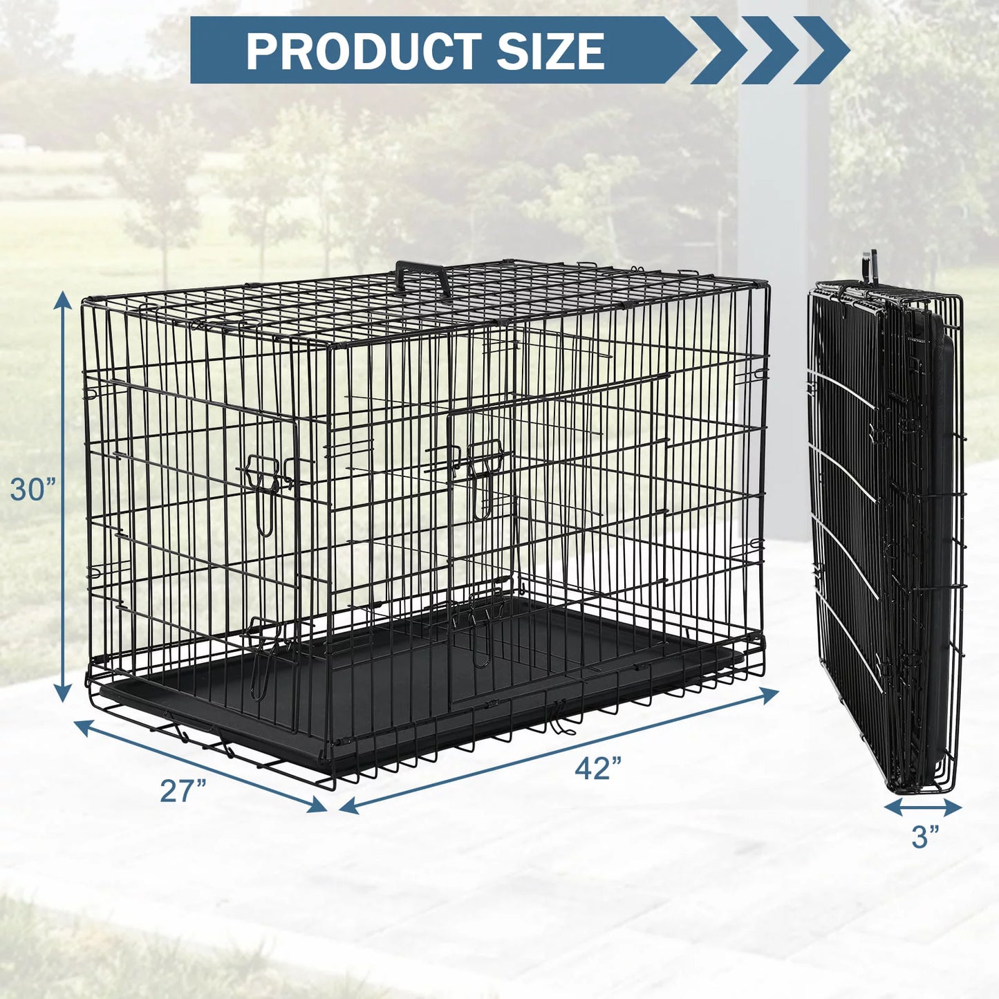 42-Inch Dog Crate - Large Folding Dog Kennel