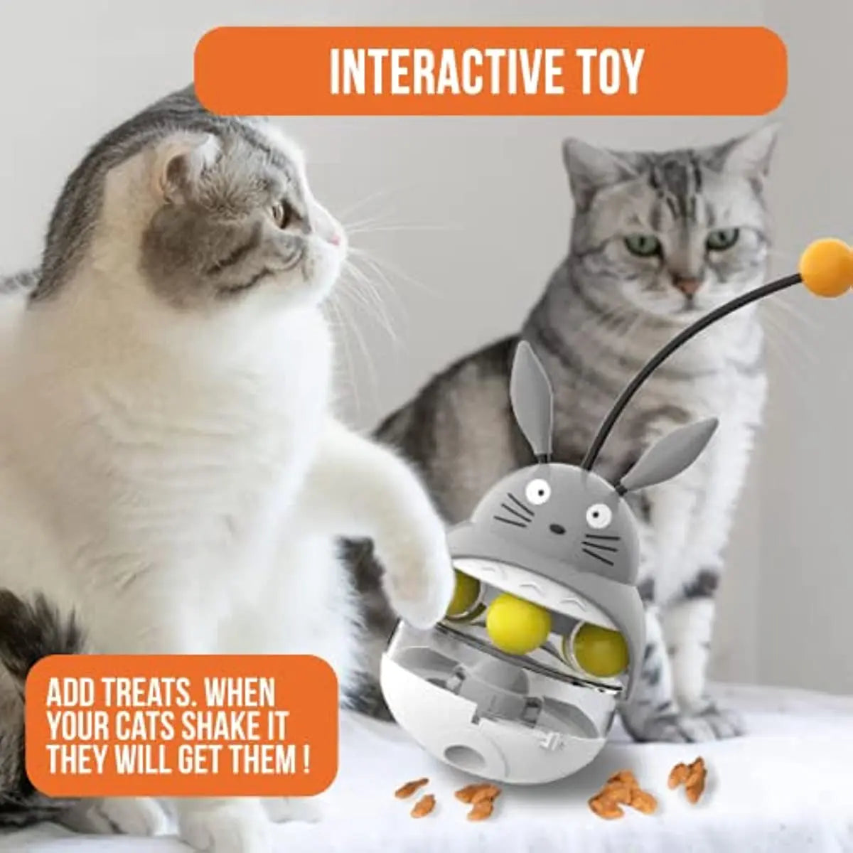 Interactive Cat Feeder Toy & Treat Dispenser – Exercise and Play Tower with Sounding Bell