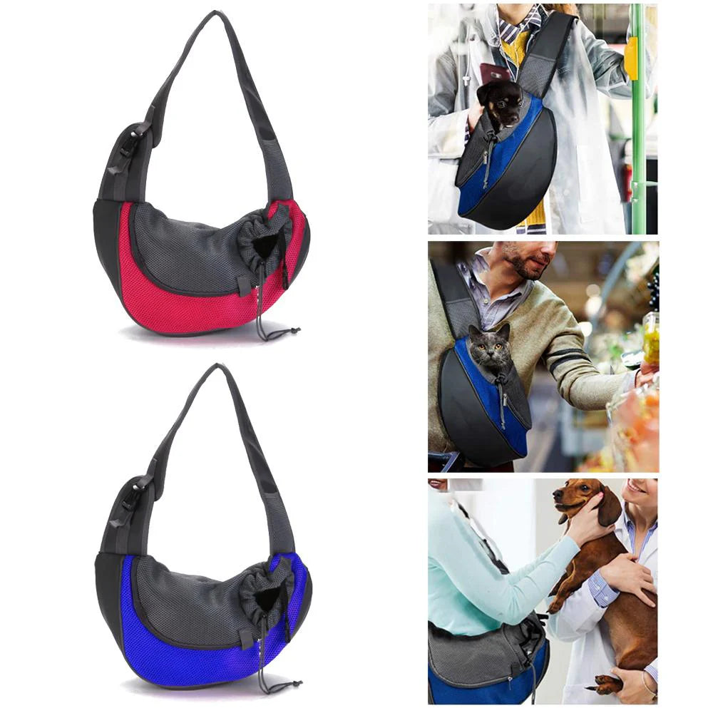 Leather & Mesh Pet Shoulder Bag for Small-Large Pets