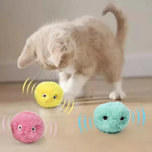 Interactive Plush Ball for Cats: Electric Toy with Sounds for Playful Kittens