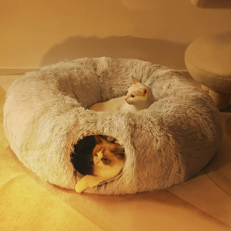 Luxury Foldable Cat Bed & Tunnel – Plush, Space-Saving, and Fun for Cats