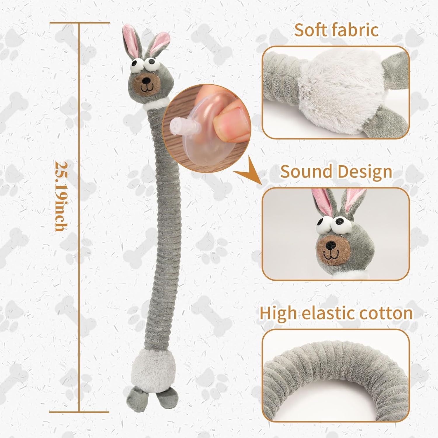 Squeaky Rabbit Dog Toy – Plush Stuffed Crinkle Chew Toy for Small, Medium, and Large Dogs