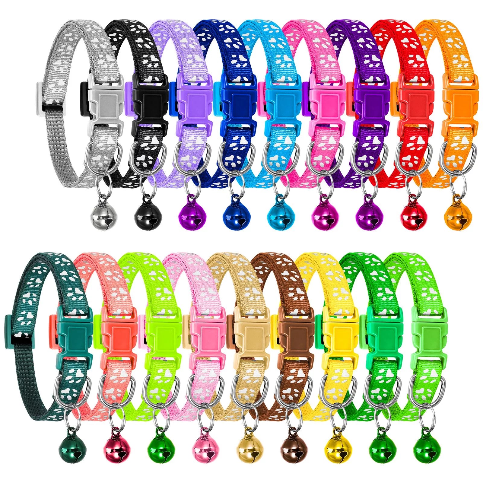 18 Pcs Adjustable Cat Collars | Breakaway Cat Collars with Bell | Soft Nylon -Assorted Colors