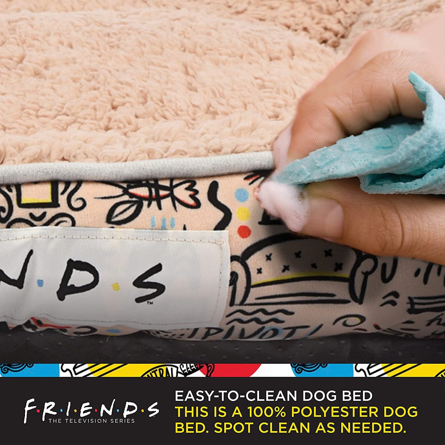 City Doodle Cuddler Dog Bed | Durable Washable Bed | Friends TV Show Merchandise for Dogs