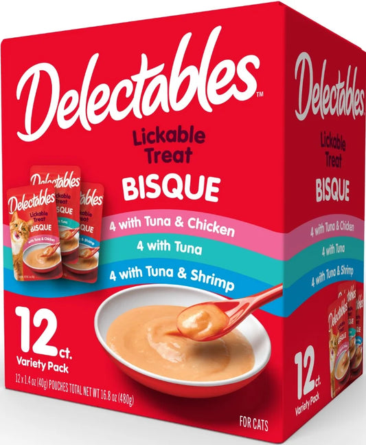 Lickable Cat Treats Bisque Variety Pack, 12 Count (16.8 Oz.)