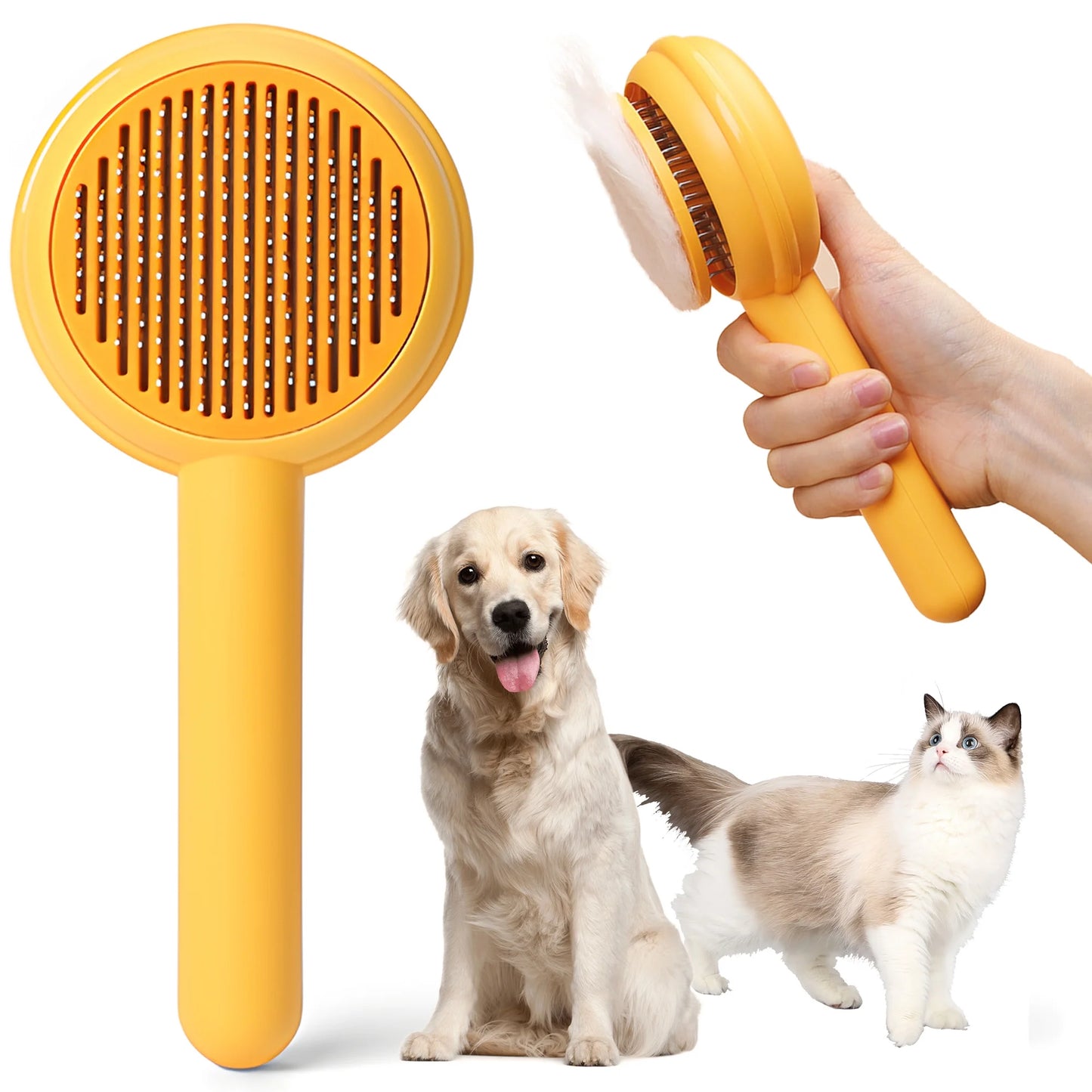 Massage & Groom: Resin-Protected Self-Cleaning Brush for Indoor Cats