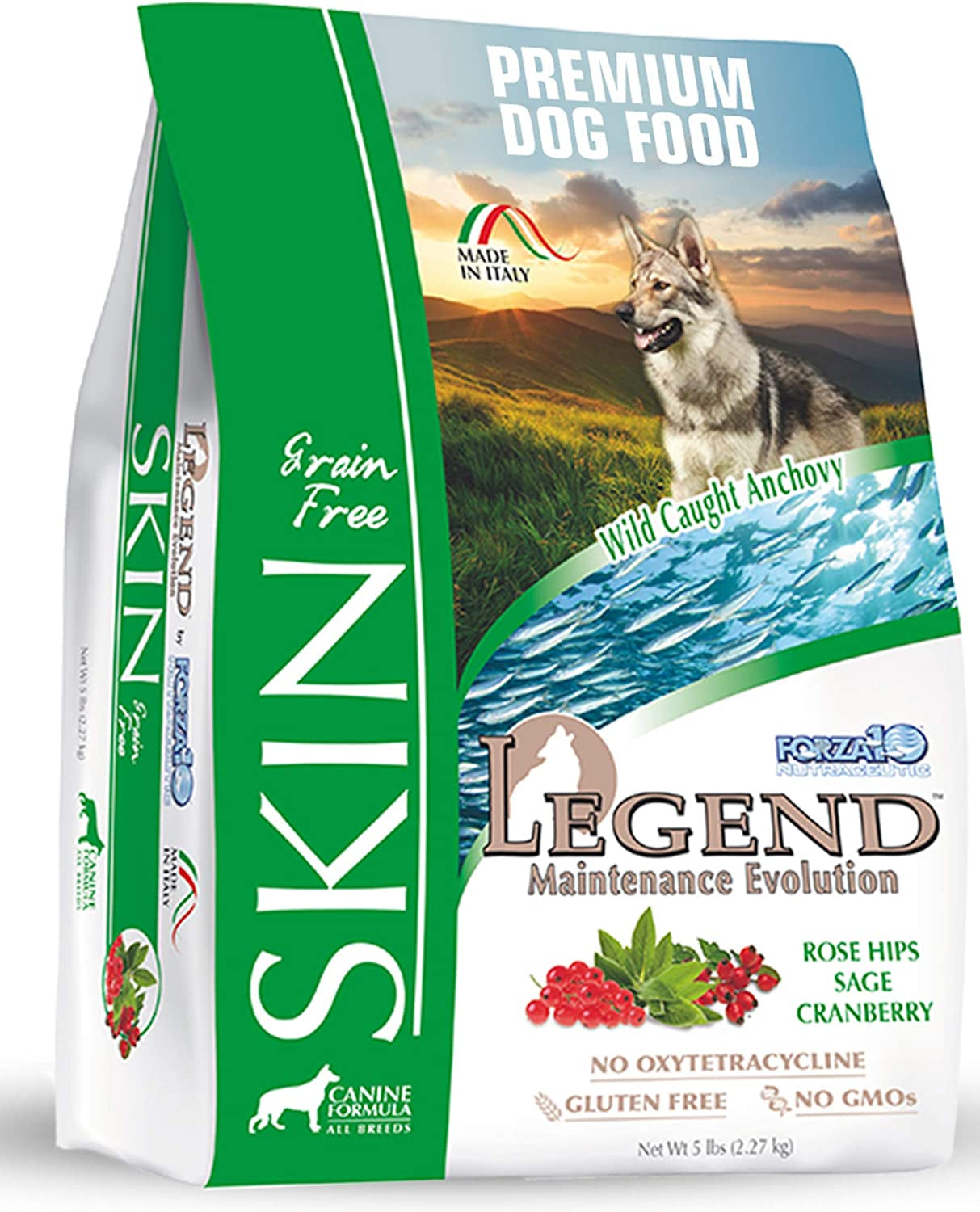 Legend Sensitive Skin Dog Food – Grain-Free Dry Food with Curative Herbs & Wild-Caught Anchovy Flavor for Adult Dogs (5 lbs)