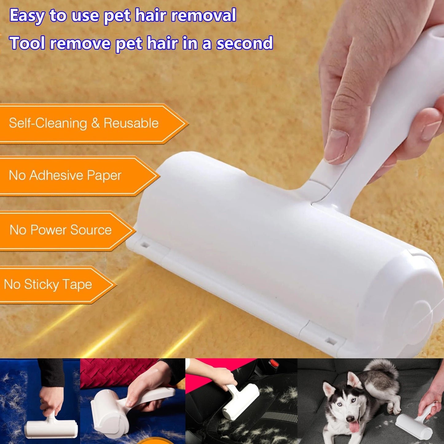 Effortless Clean: Reusable Lint Brush Roller for Pet Hair