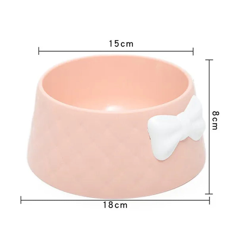 Cute Pet Feeders Bowknot Diamond Pattern Leakproof Bowl – Mealtime in Style!