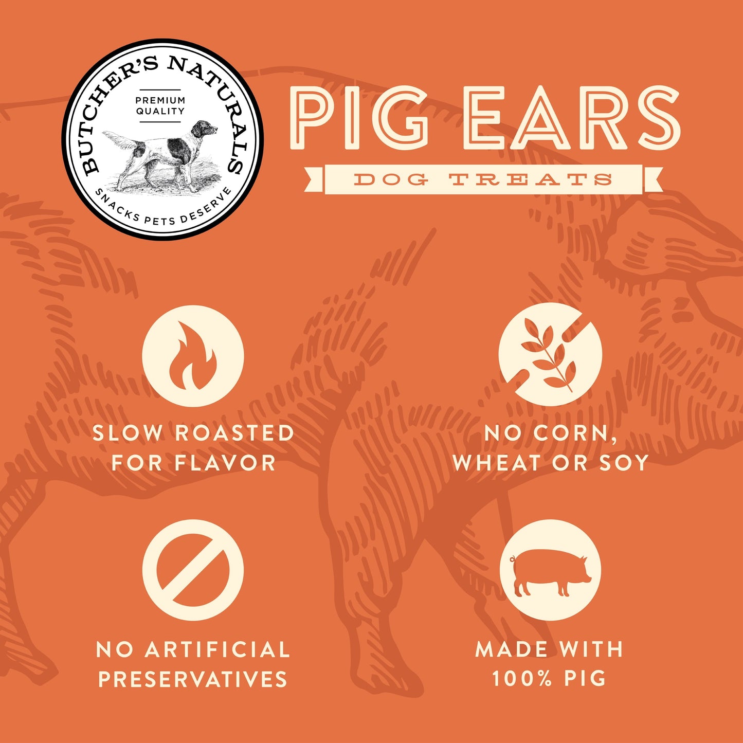 Butcher’S Naturals Pig Ears Treats for Dogs, 10 Pieces