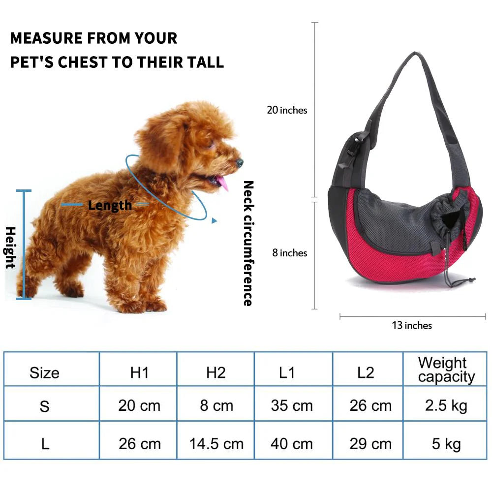 Leather & Mesh Pet Shoulder Bag for Small-Large Pets