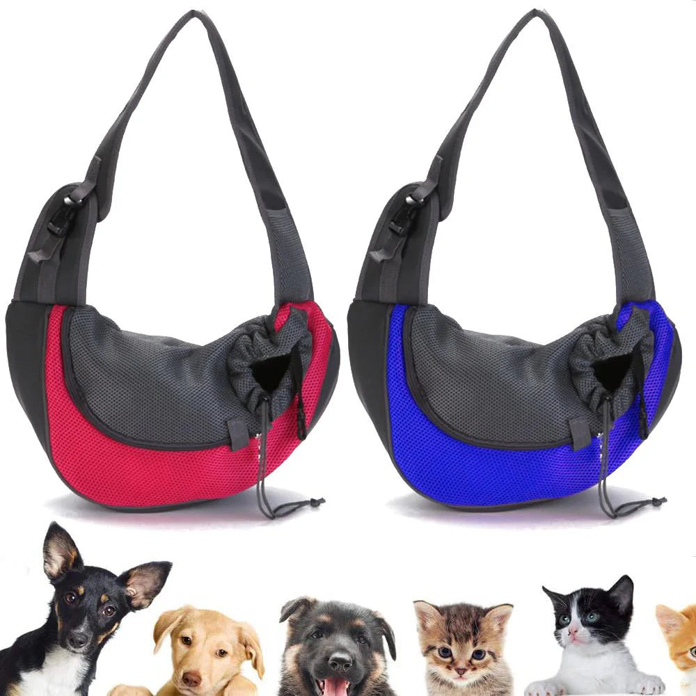 Leather & Mesh Pet Shoulder Bag for Small-Large Pets