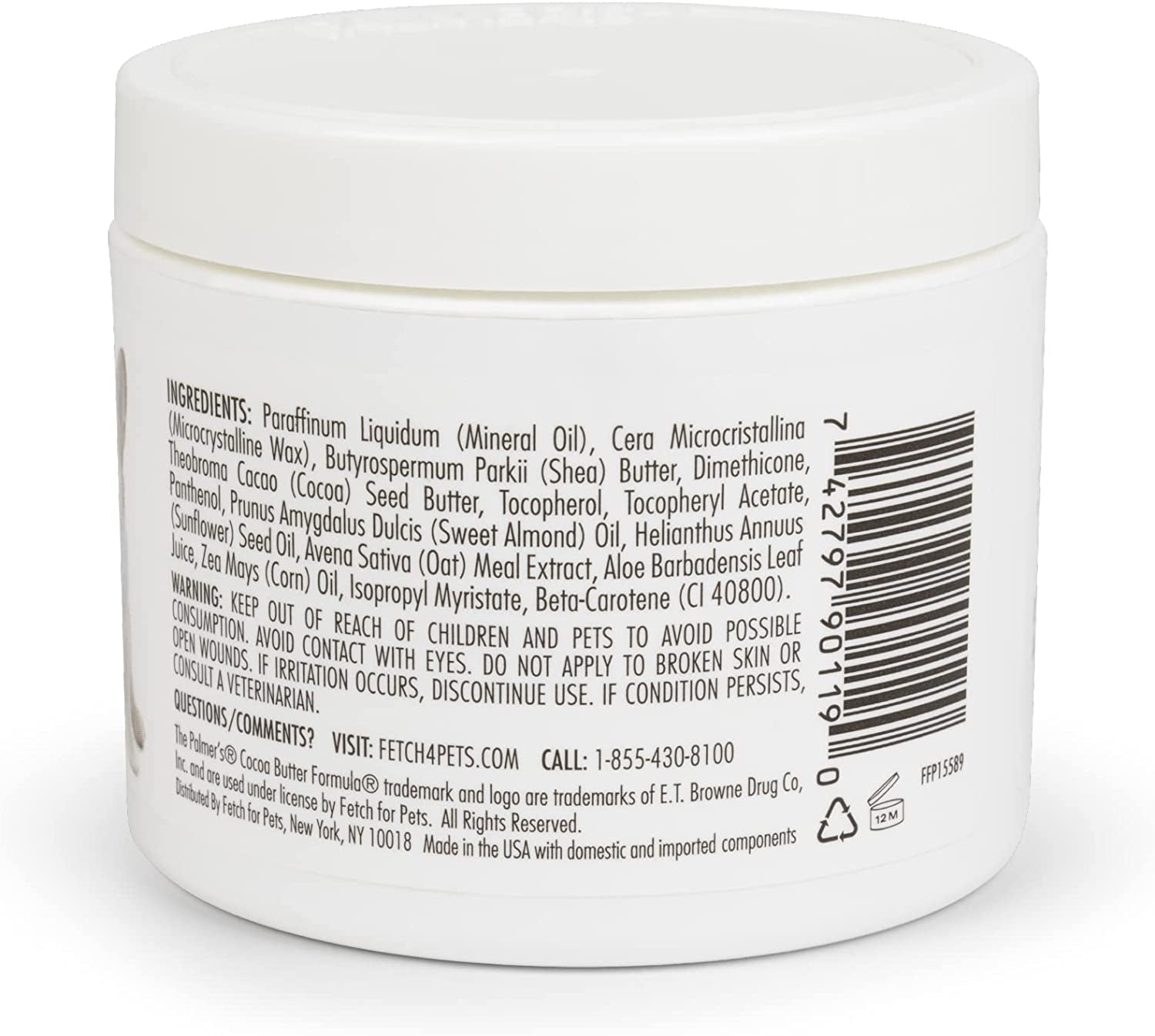  Cocoa Butter Fragrance-Free Relief Balm for Dogs – Skin Soother & Paw Balm for Dry Skin & Pads with Vitamin E 