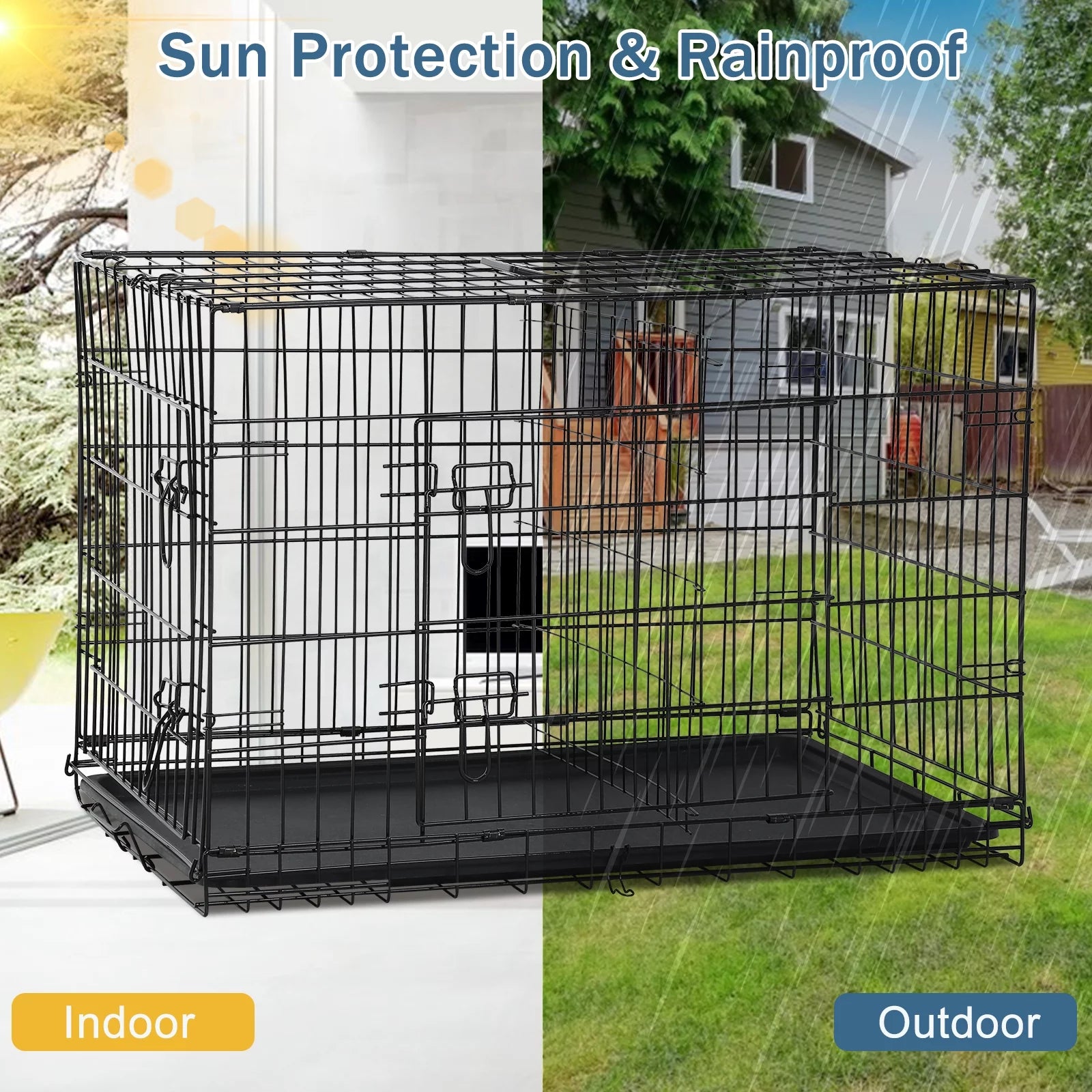 42-Inch Dog Crate - Large Folding Dog Kennel