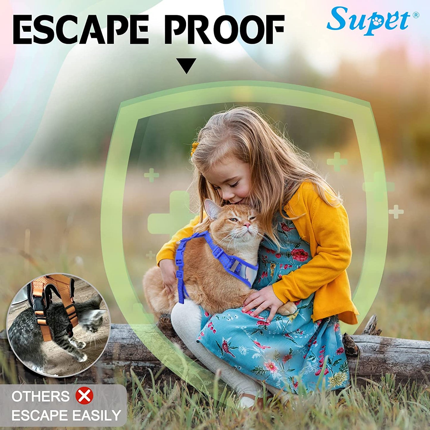 Escape-Proof Cat Harness and Leash Set | Adjustable, Breathable Vest with Reflective Trim for Small & Large Cats