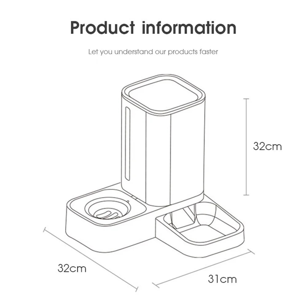 2 in 1 Automatic Auto Cat/Dog Food Feeder Dispenser Set, Gravity Water Bowl