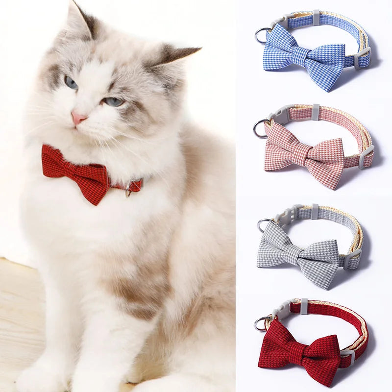 Plaid Print Bow Tie Collar: Style Meets Sophistication for Your Pet