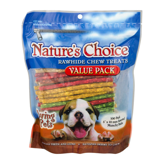 Nature'S Choice Rawhide Chew Treats for Dogs, 100 PACK