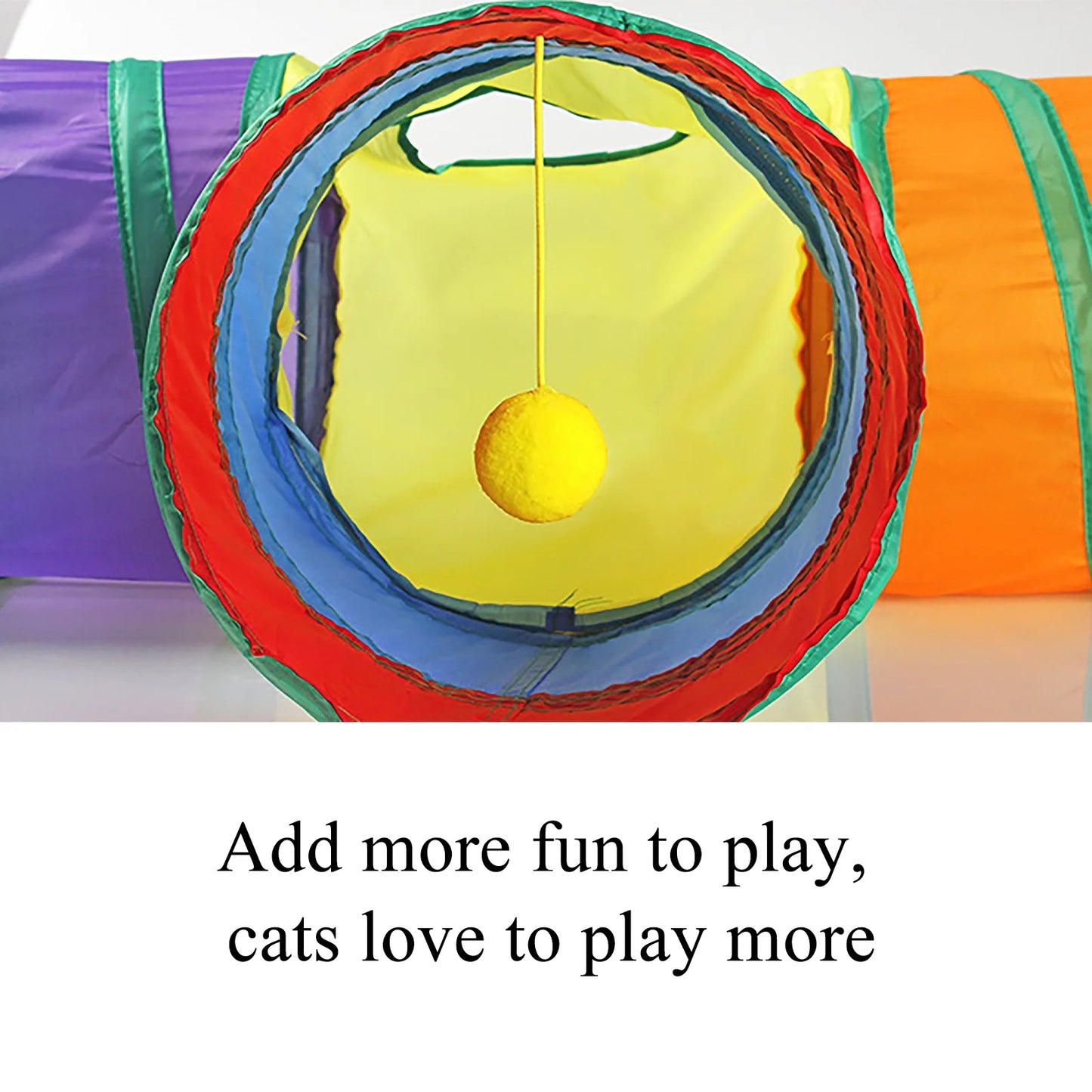 "Interactive Rainbow Cat Tunnel: Foldable 3-Way Adventure for Indoor Cats