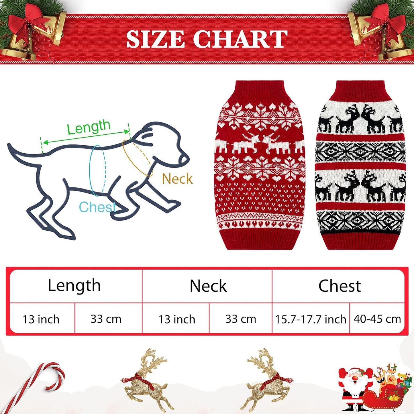 2-Piece Dog Holiday Reindeer Sweater Set – Christmas Snowflake Dog Clothes for Pets (Medium)