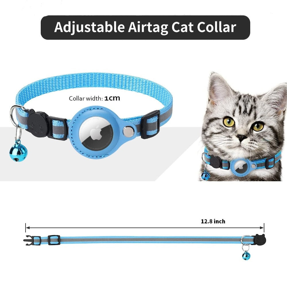 Shine Bright: Customizable Reflective Air Tag Collars for Cats