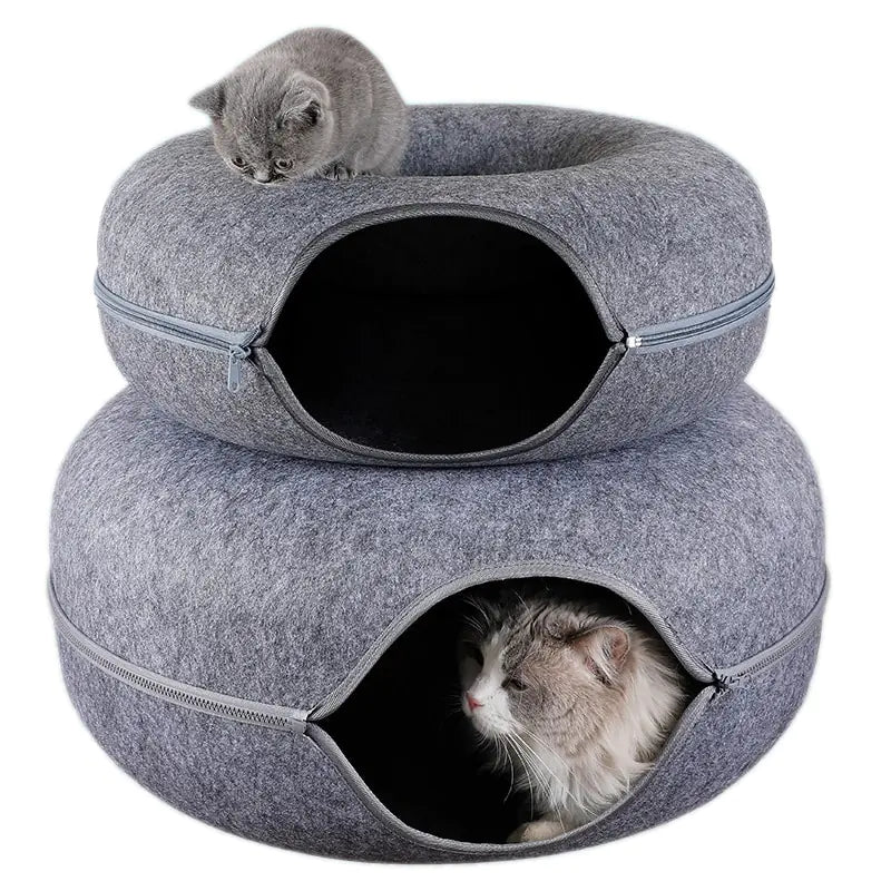 Luxury Wool Felt Cat Bed Tunnel – The Ultimate Interactive Pet Playground