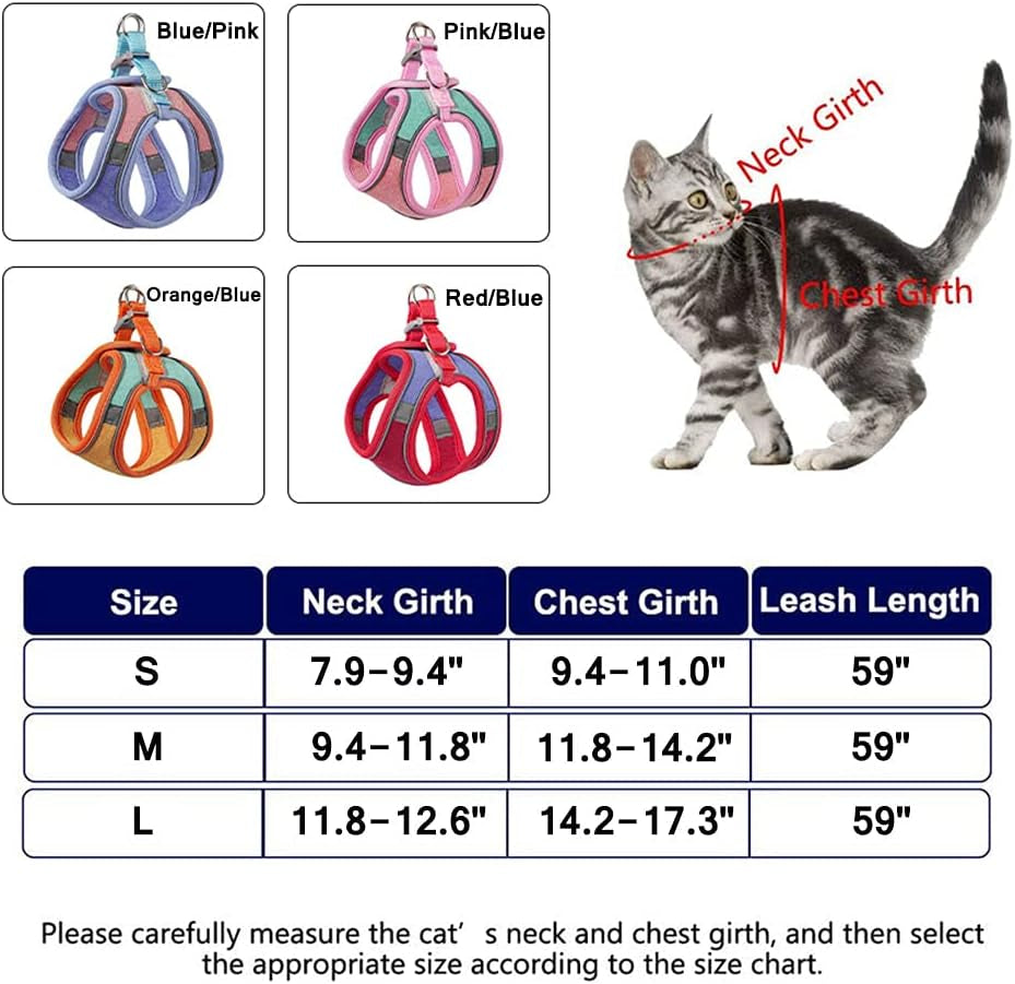 scape-Proof Cat Harness, Leash, and Collar Set | Reflective Vest Harness for Safe Walks