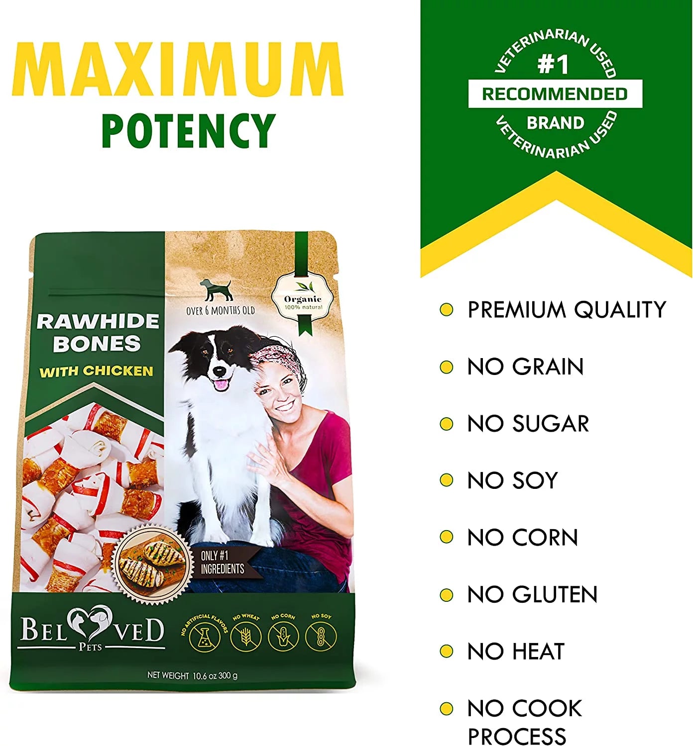 Dog Rawhide Treats Wrapped with Natural Chicken & Dog Chew Bones - Grain Free Organic Meat & Healthy Human Grade Dried Snacks in Bulk - Best Chews for Training Small & Large Pet - Made for USA