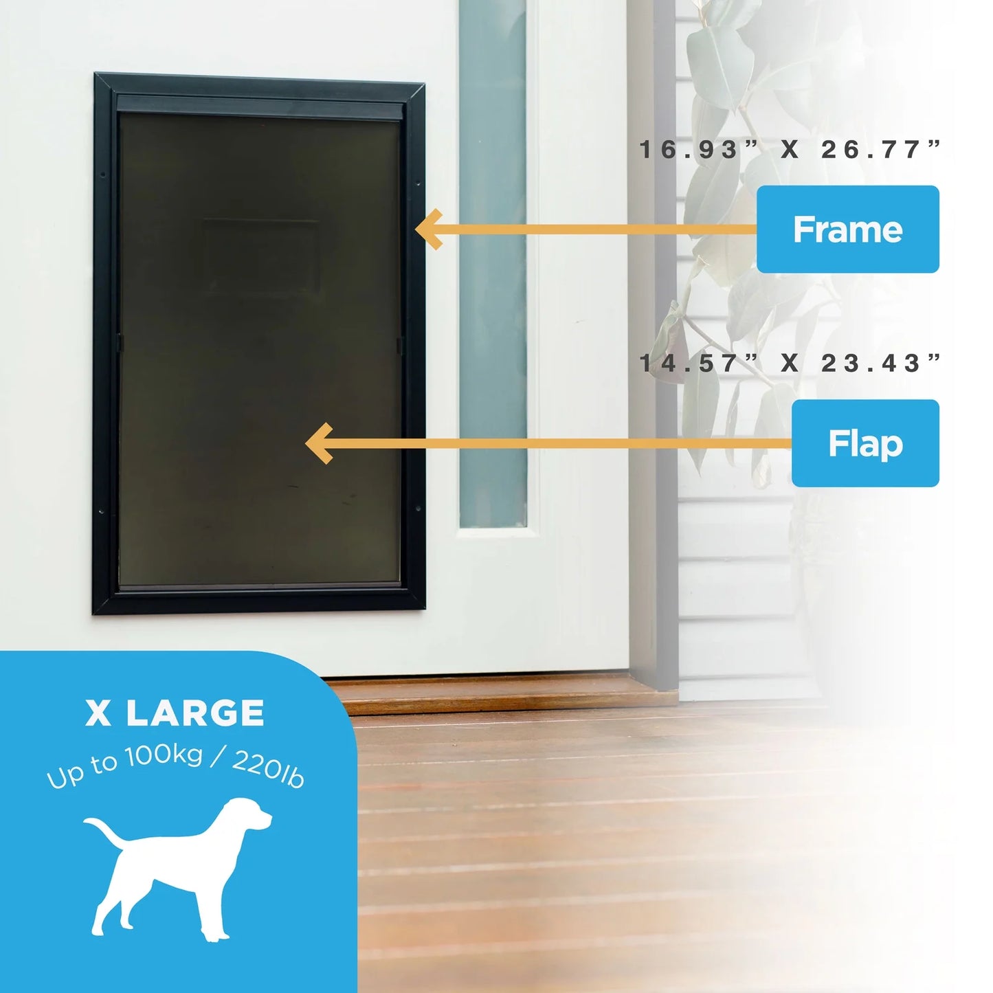 Black Deluxe Aluminum Extra Large Pet Door: Freedom and Convenience for Your Pets!