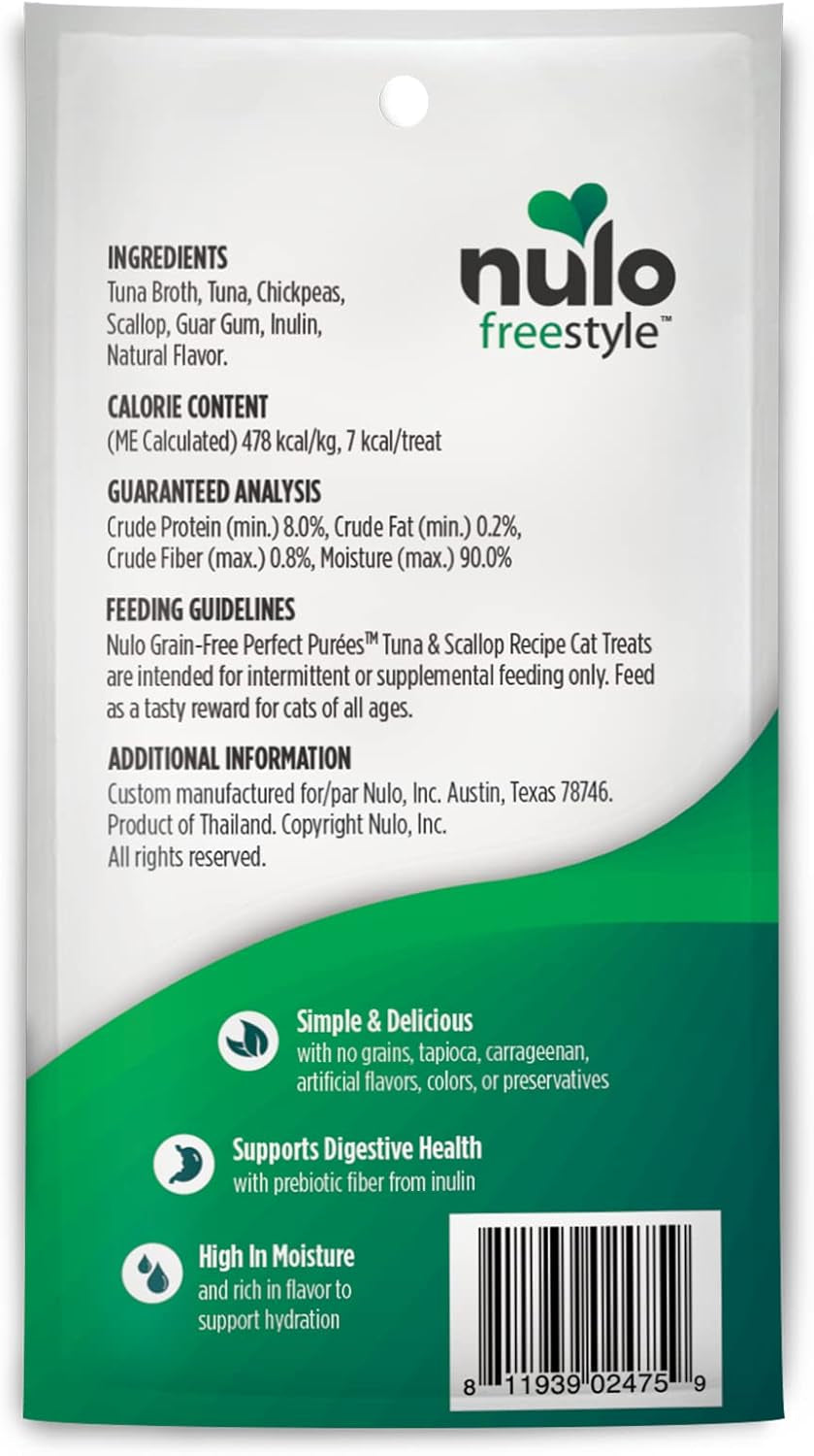 Freestyle Grain-Free Perfect Purees Premium Wet Cat Treats, Squeezable Meal Topper for Felines, High Moisture Content to Support Cat Hydration, 0.5 Ounces in Each Lickable Wet Cat Treat Pouch