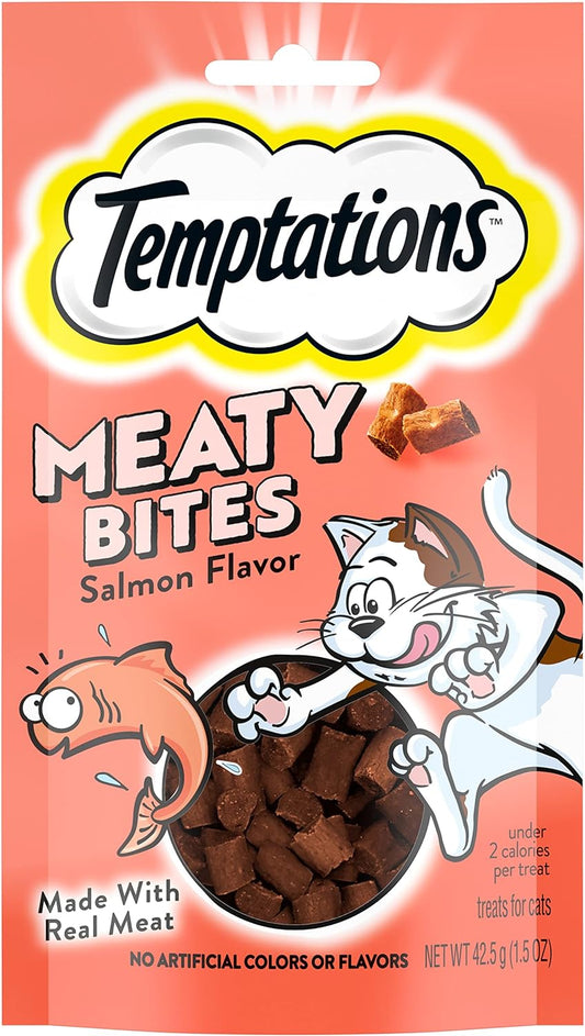 Meaty Bites, Soft and Savory Cat Treats, Salmon Flavor, 1.5 Oz. Pouches (Pack of 7)