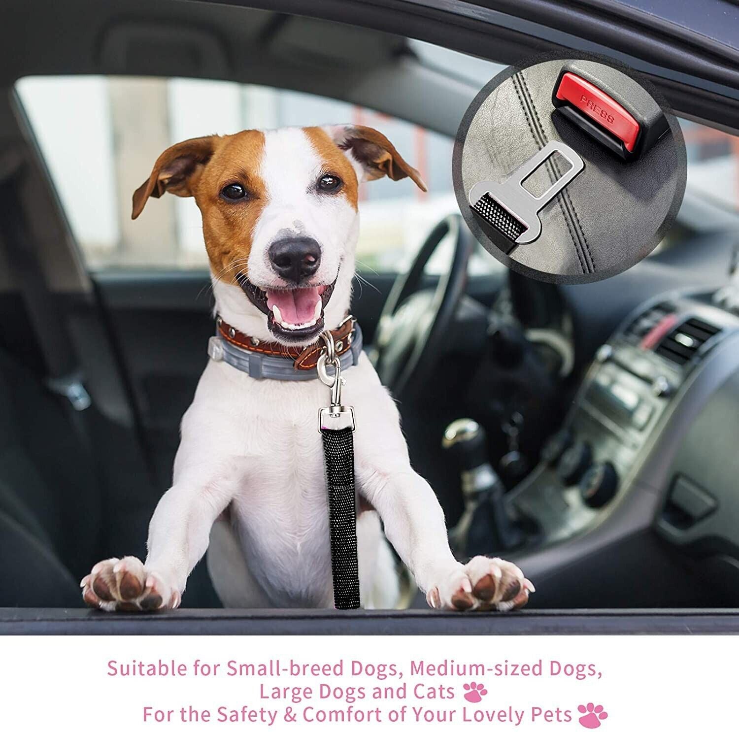 2 Pack Pet Safety Seatbelt – Travel Safe with Your Furry Friends!