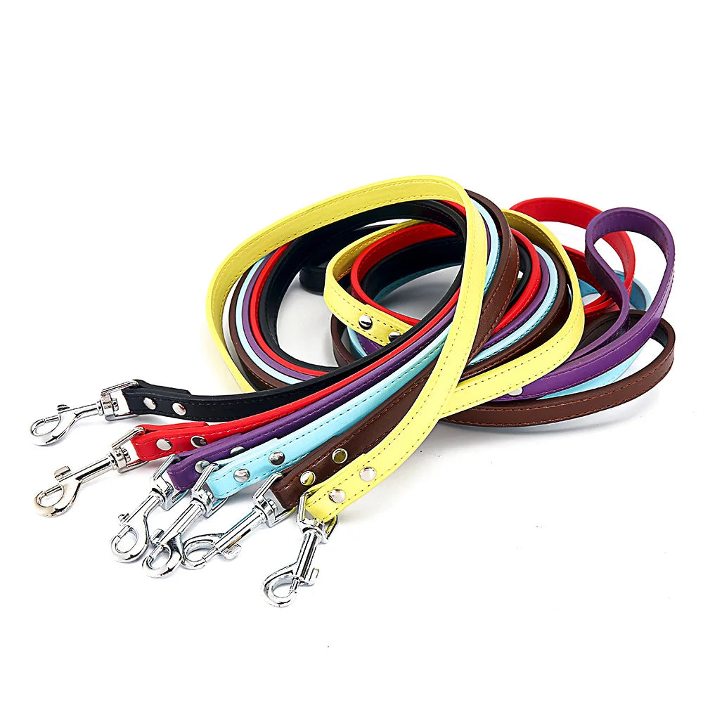 Leather Dog Leash Pet Dogs Leashes 6 Colors Solid Dog Training Leashes for Large Medium Small Dogs Lead Rope Puppy Dog Supplies