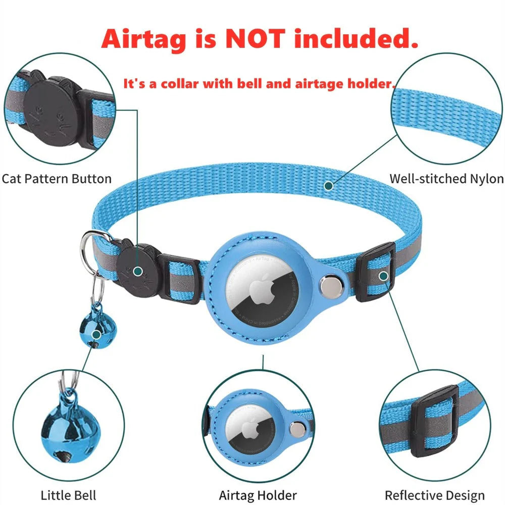 Shine Bright: Customizable Reflective Air Tag Collars for Cats