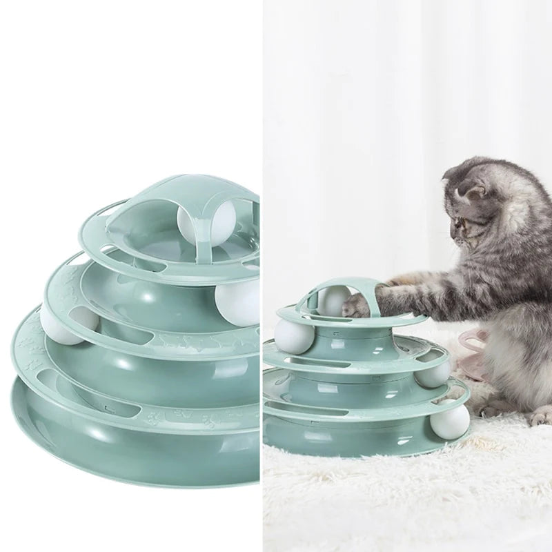 3/4 Levels Interactive Cat Toy Tower – Intelligence Training Amusement Plate for Cats