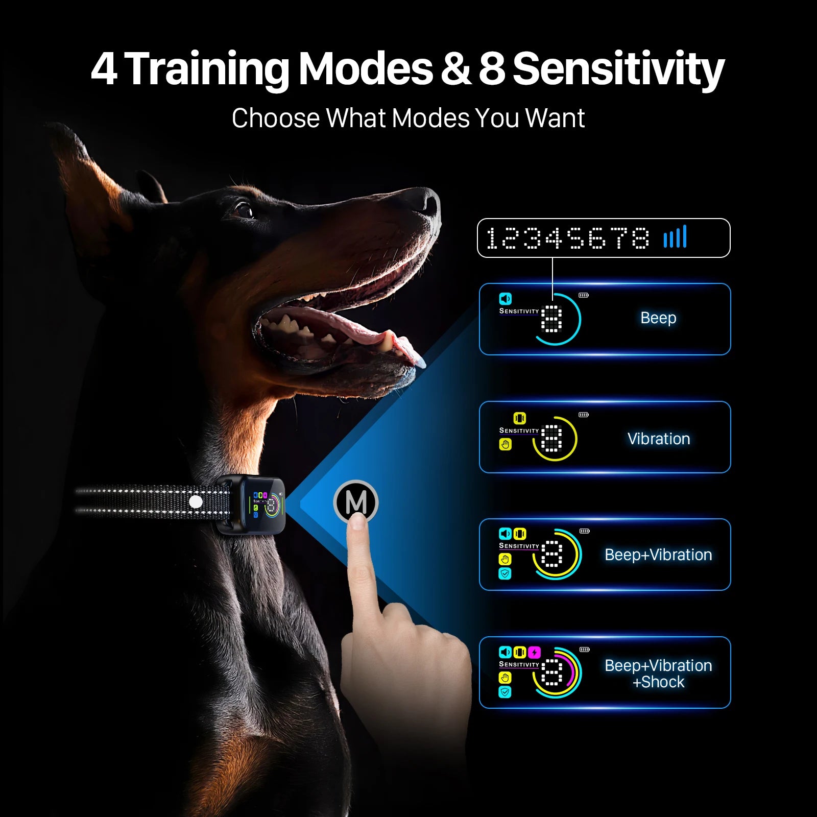 Anti-Bark Training Collar – Waterproof Electric Bark Control for Dogs with Vibration Function