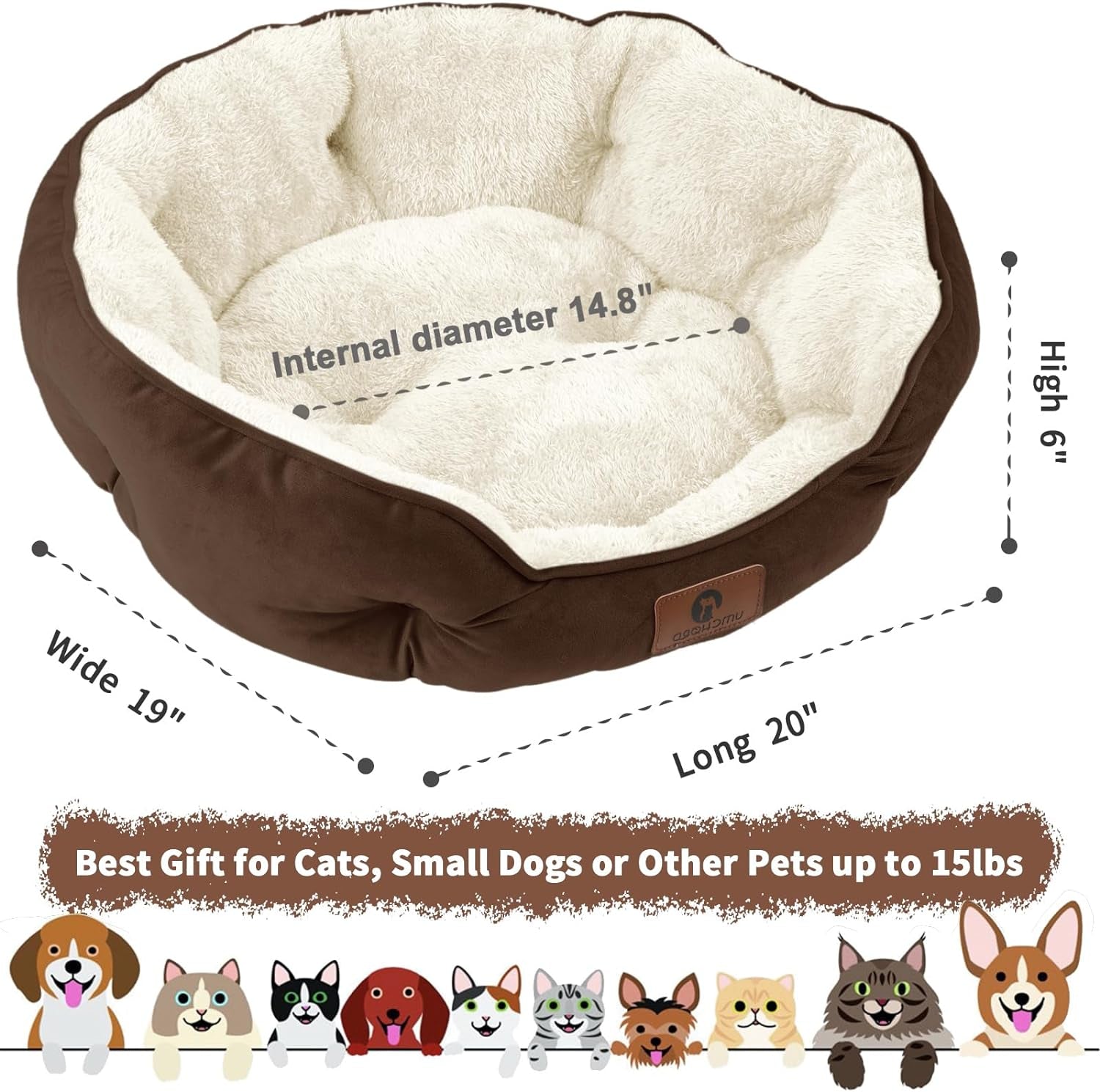 00-Inch Small Bed – Extra Soft Pet Bed for Small Dogs and Indoor Cats, Machine Washable with Anti-Slip Oxford Bottom